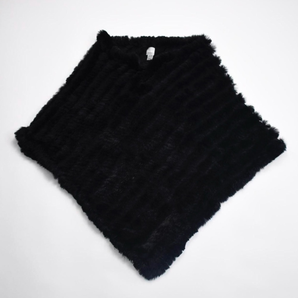 SOLD: Elegant Black Faux Fur Poncho